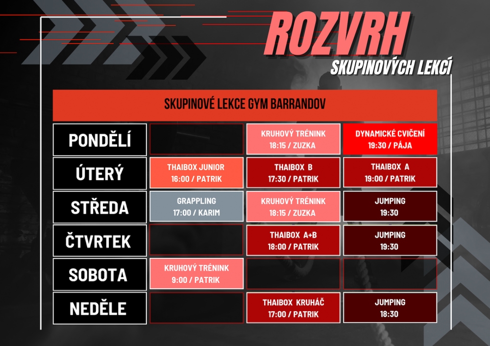 Rozvrh lekcí 24:25